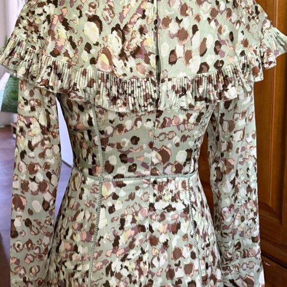 Ted Baker Orrsett Fit and Flare Mini ruffle cape Dress green US size 2 (size 0) - Picture 16 of 16